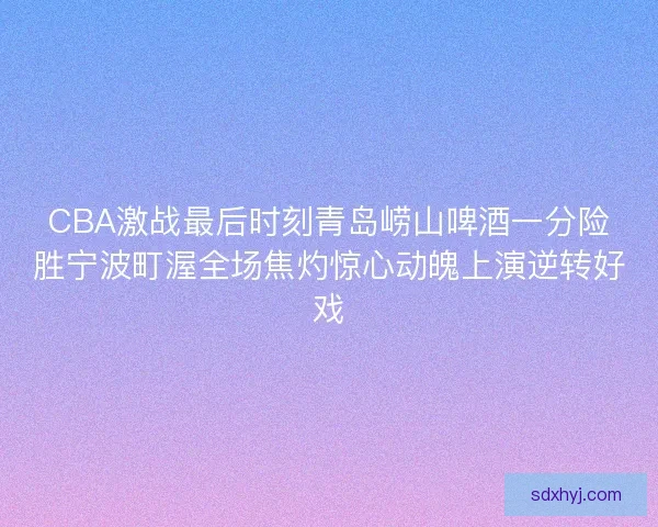 CBA激战最后时刻青岛崂山啤酒一分险胜宁波町渥全场焦灼惊心动魄上演逆转好戏